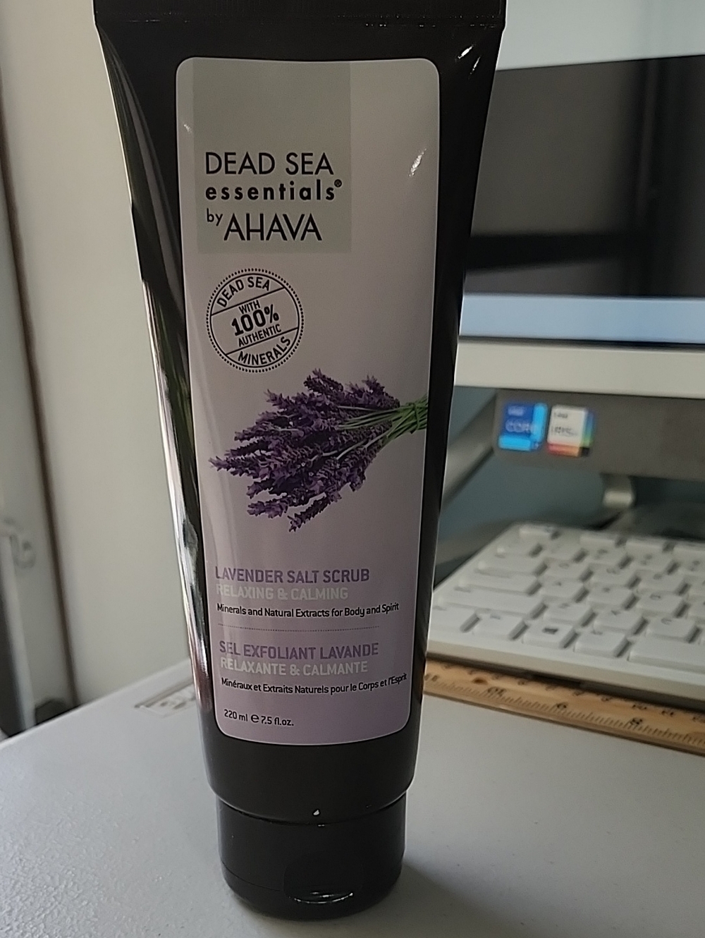AHAVA Lavender Salt Scrub in Lavender and Black